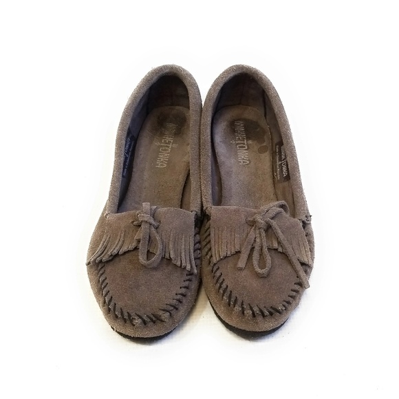 MINNETONKA Gray Suede Moccasin Loafers Flats 8.5 - Picture 6 of 8